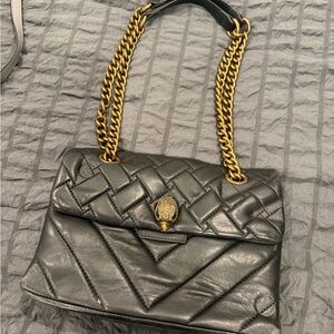 Kurt Geiger Black Quilted Leather Crossbody with Gold Chain